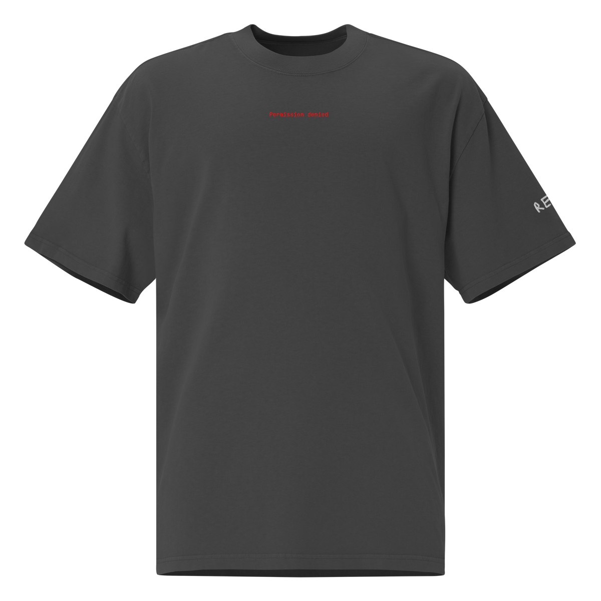 Permission denied Oversized Tee – Faded Black – front