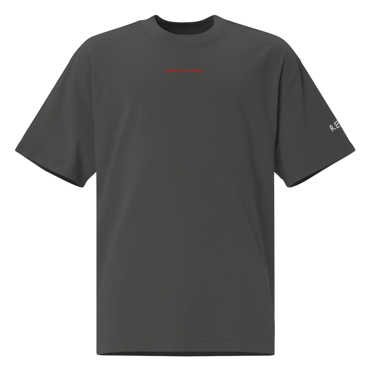Permission denied Oversized Tee – Faded Coal – front