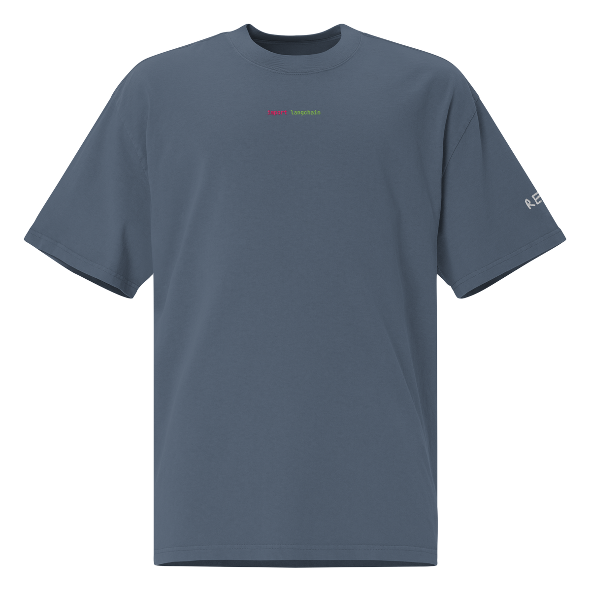 import langchain Oversized Tee – Faded Indigo – front