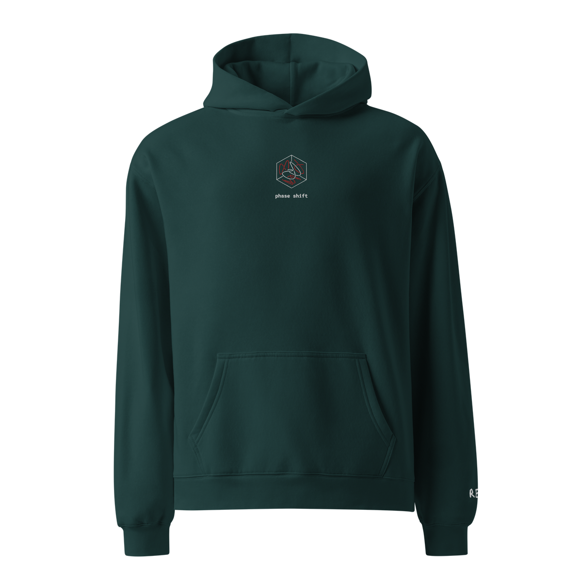 Phase Shift Oversized Hoodie – Pine Green – front